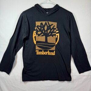 Timberland Hoodie Long Sleeve Graphic‎ Tee Black Tree Logo Sz Youth XL
